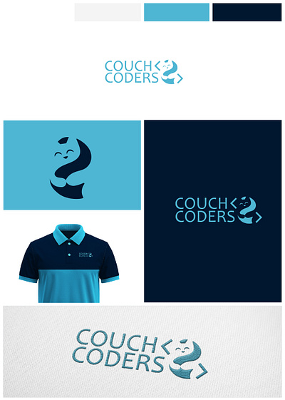 Couch Coders Logo Concept 2 branding cat code design logo mascot