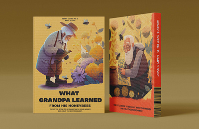 Book Cover Design Concept bee book cover clean design grandpa illustration