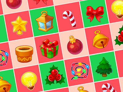 Christmas token set cartoon christmas design game illustration match 3 mobile