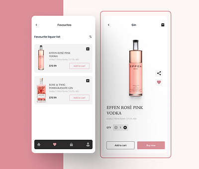 liQuor store E-commerce App branding colours design figma graphic design illustration liquor mobile app photoshop pink product ui ux xd