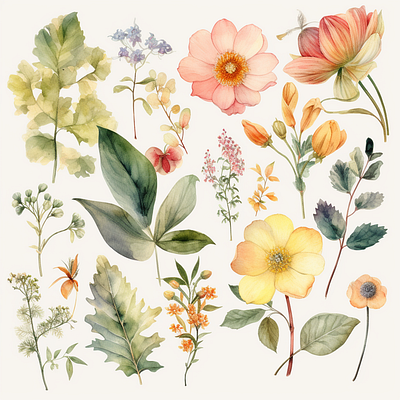 Botanical watercolor clipart watercolor flowers