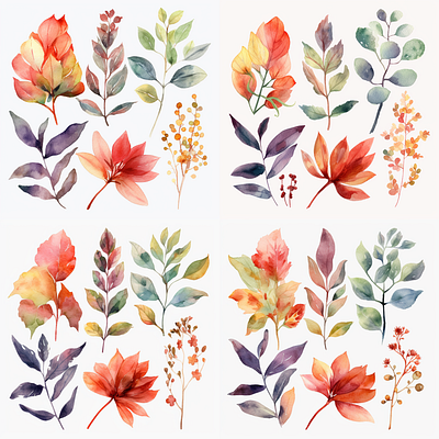 Botanical watercolor clipart watercolor flowers