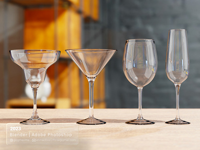 Wine Glasses - Photorealistic 3D Rendering 3d 3d modeling 3d product branding design galss illustration modeling photorealistic product design wine wine glass
