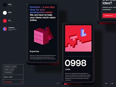 Devstark website mobile version 3d agency animation branding coding developement innovative interface mobile modern motion phone responsive rocket script studio tech ui web website