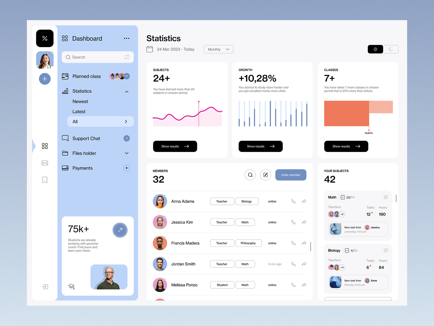 Education Platform UI by Bogdan Falin for QClay on Dribbble