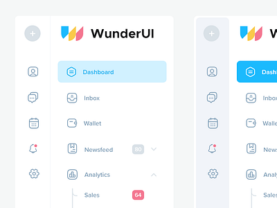 Sidebar Navigations - WunderUI design system double sidebar dual tier sidebar navigation navigation styles sidebar ui components uikit widgets