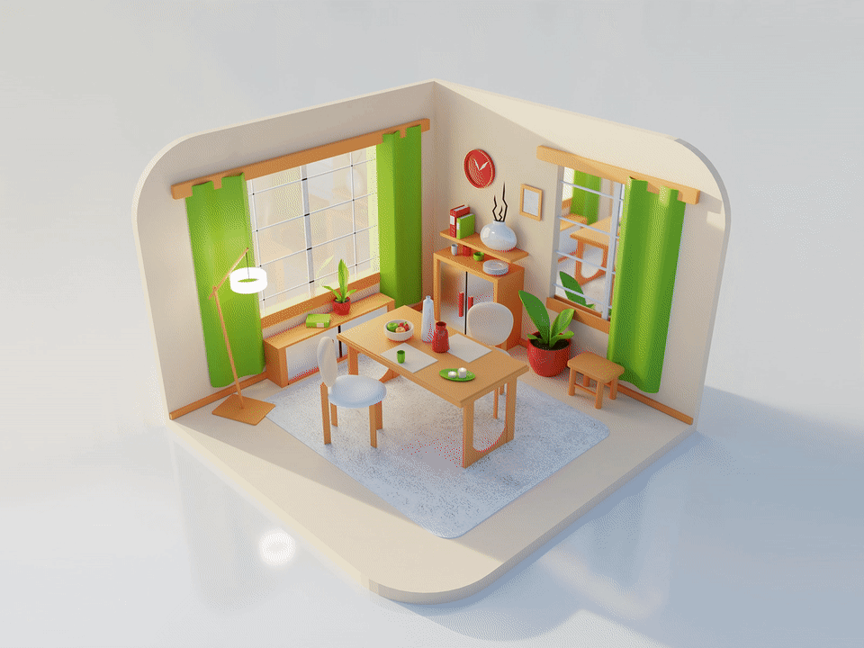 Day and night 3d animation blender graphic design illustration interior kitchen lighting