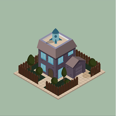 Isometric illustration of my dream house design graphic design illustration isometric design vector