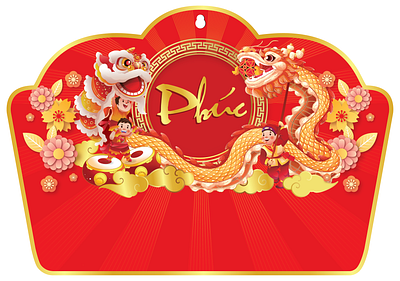 Dragon and Lion Dances illustration asian dragon celebration chinese new year dragon dragon dances festival happy new year illustration lion dances lunar new year tet holiday traditional vietnamese