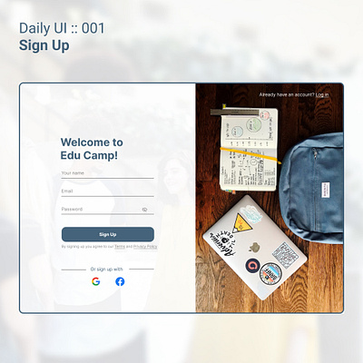 Daily UI::001 Sign Up challenge dailyui design graphic design ui