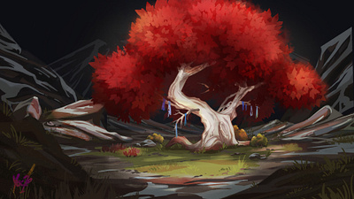 The sacred maple anime art game illustration maple nature tree