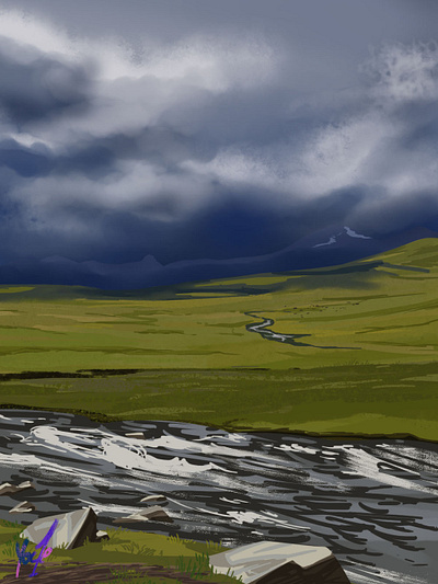 The Mongolia art background environment game illustration landscape nature prarie