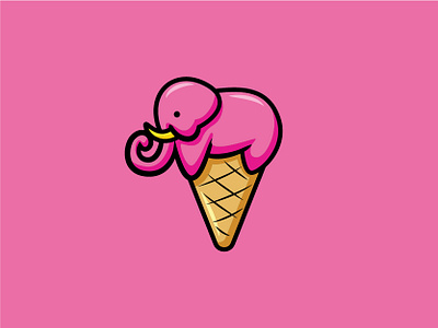 Elephant Ice Cream Logo animal cone cream elephant ice ice cream logo