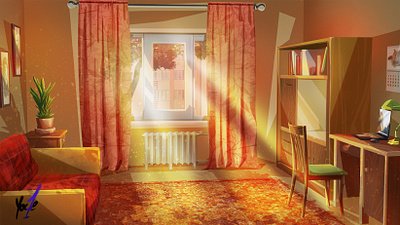 The main charater's room. Visual anime novell anime apartments art background environment game house illustration interior room