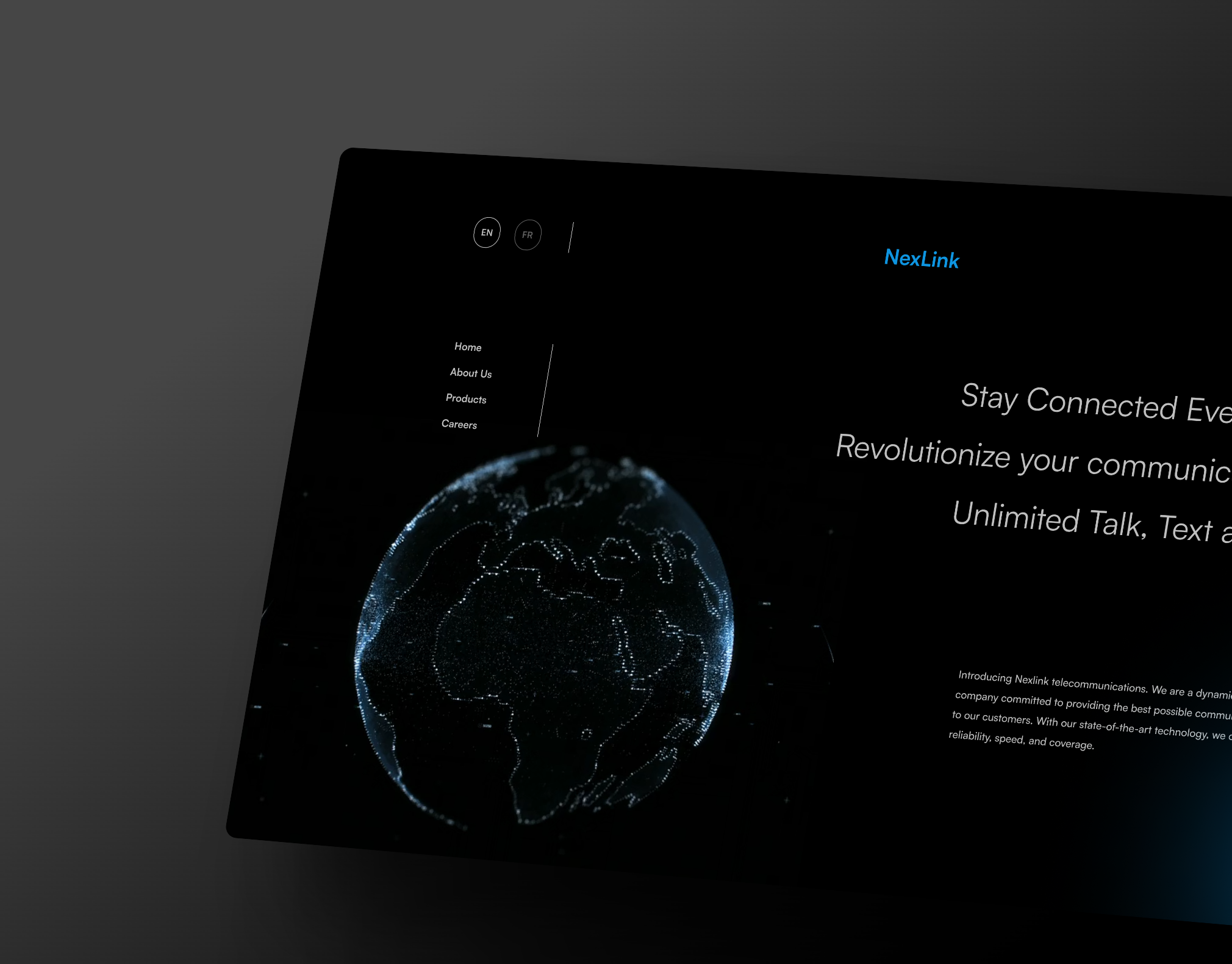 Nexlink landing page animation dark figma landing page motion parallax ui uiux video website