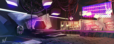Concept art of cyber-gothic bar art background concept cyber environment game gothic illustration neon