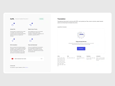 GoML ai app form portal service translation ui upload ux