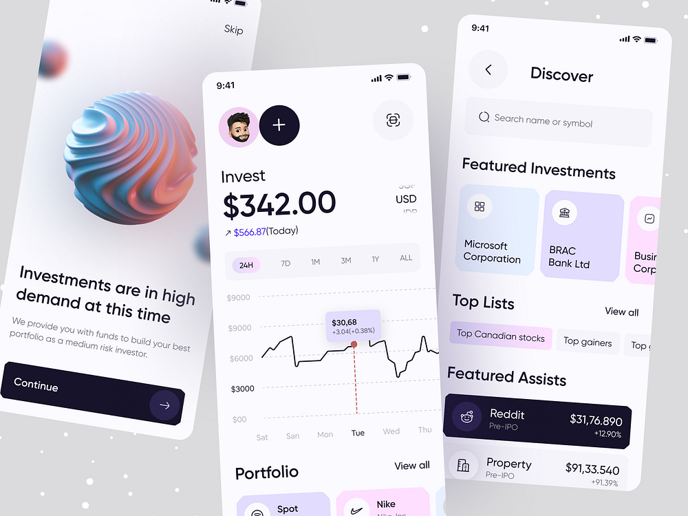 Investment App UI by Ofspace UX/UI on Dribbble