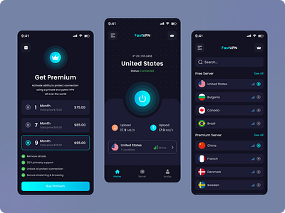 VPN Mobile App app browser clean concept dark ui design internet internet app internet provider ios mobile app mobile app design mobile concept network privacy ui ux uiux design vpn vpn app vpn app design vpn mobile app