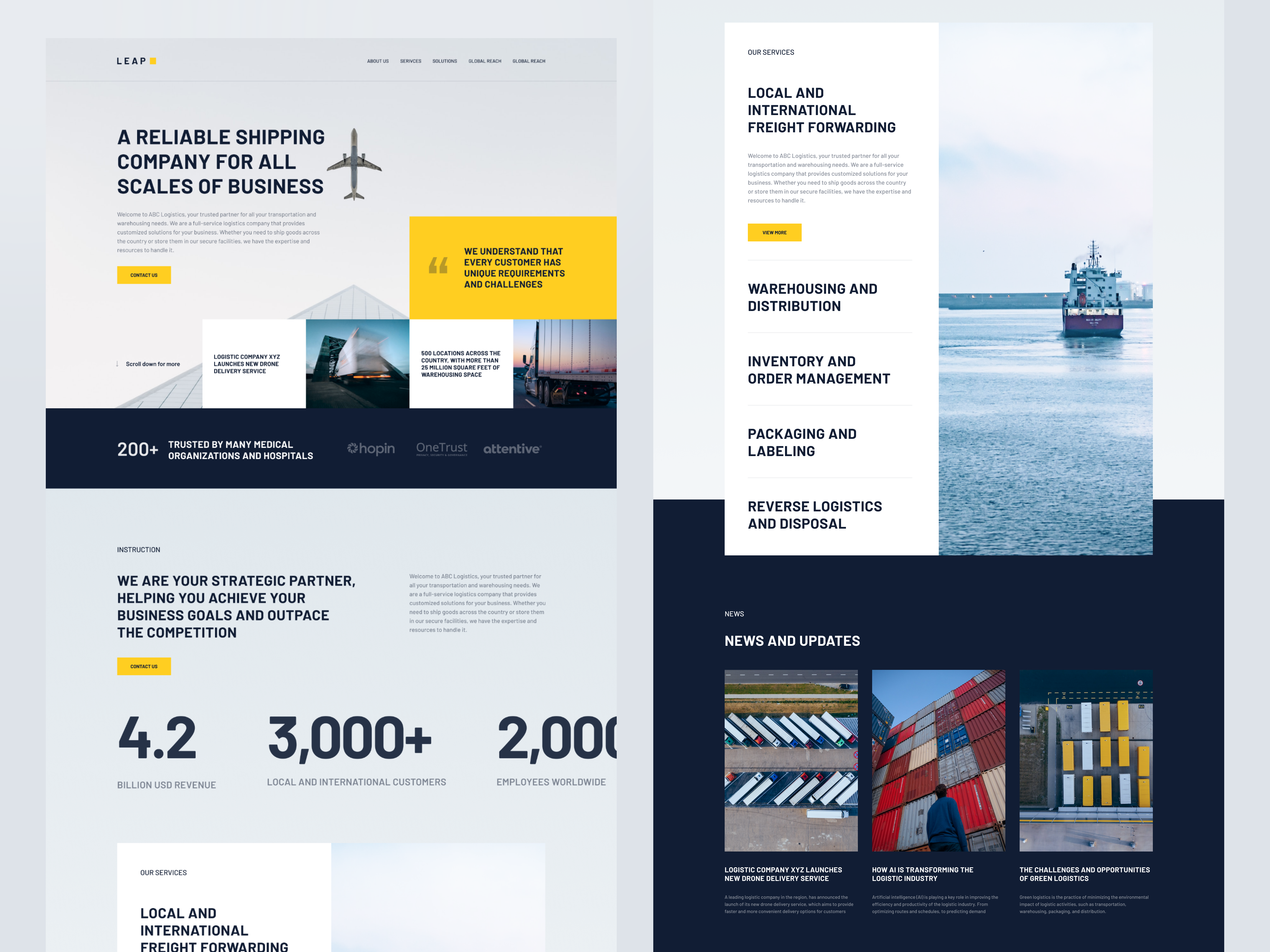 Logistics Website - Daily UI agency branding clean company daily dailyui design flat landing page layout logistics minimal page ui ux website