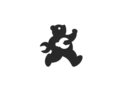 Bear Repair animal bear bear and wrench bear logo bear plumber bear tool clever design handyman logo design logo designer mascot minimal minimalist negative space logo plumber plumbing logo repair man tools wrench