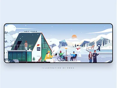 Winter illustration isometric landscape mountain ps