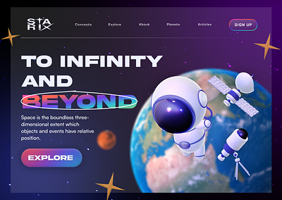 STARIX - Space Website 3d app astronout design glassmorphism space ui ux