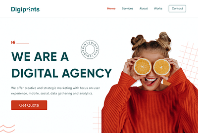 A landing page for a digital agency website app branding design illustration landing page memphis design ui