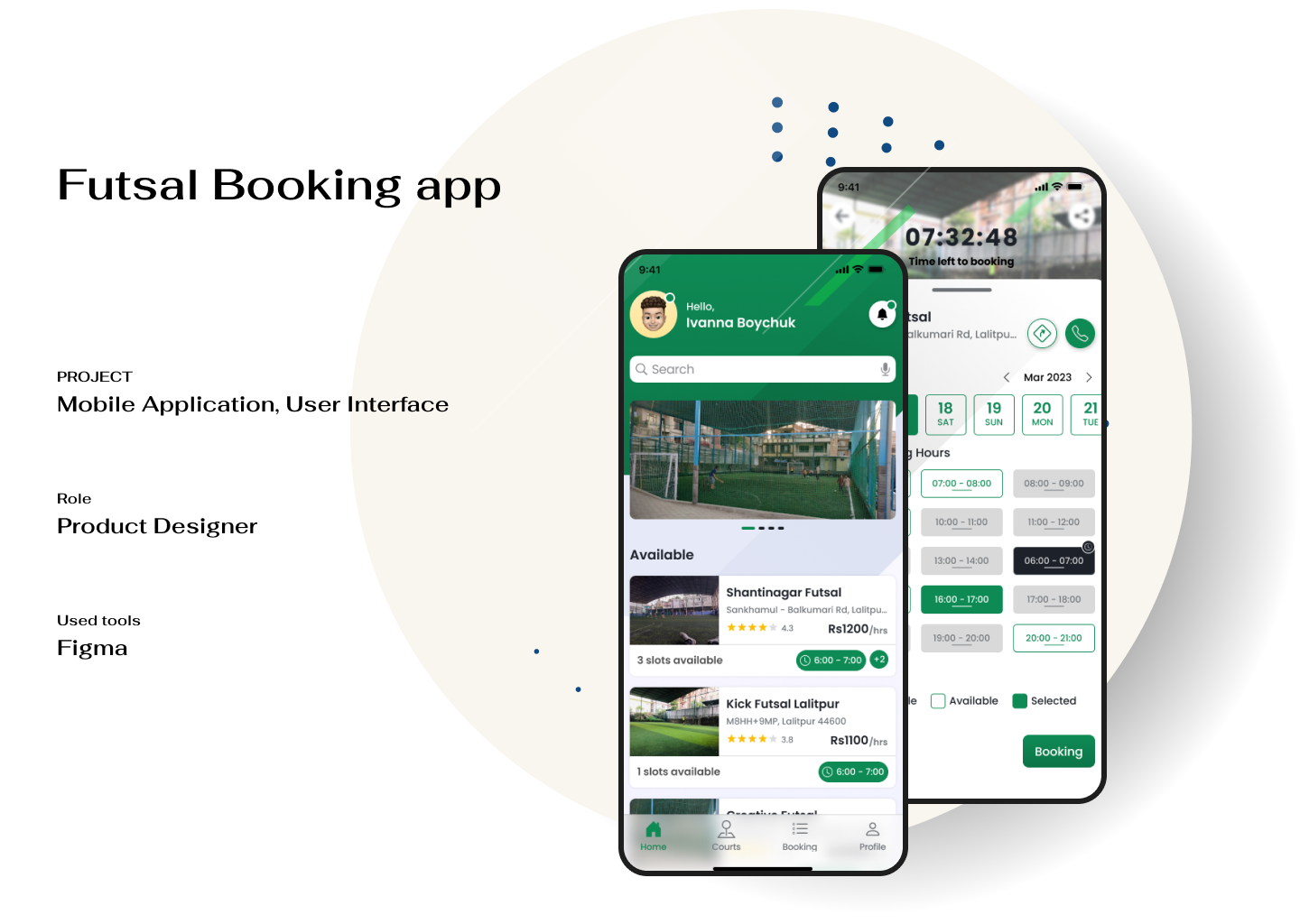 Example of Concept Futsal booking UI