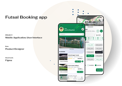 Concept Futsal booking UI app clean design minimal mobile ui ux