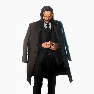 John Wick 2d flat illustration illustration portrait art