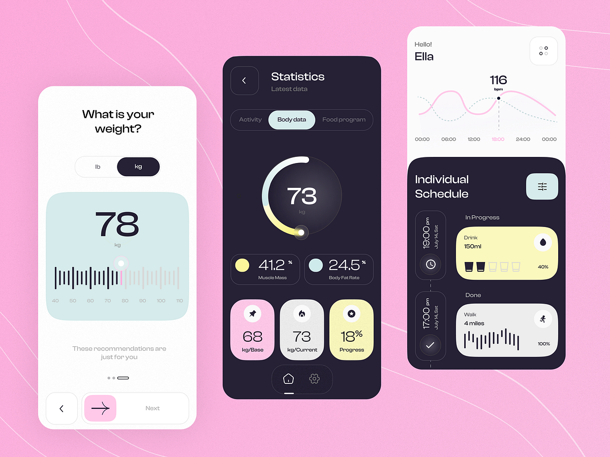 Fitness app design by Anastasia Golovko on Dribbble