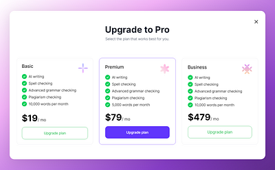 Upgrade to pro branding design landing minimal ui web website