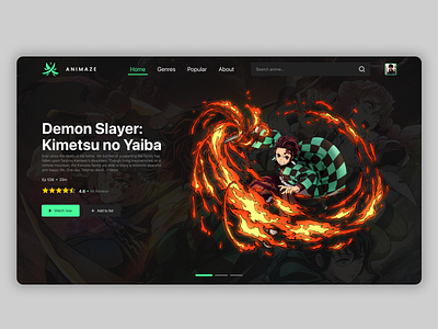 Animaze - Anime Streaming UI design app design graphic design illustration logo ui ux