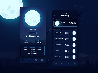 Moon Phase - mobile application app app design design graphic design mobie app moon space themobilereality ui ux