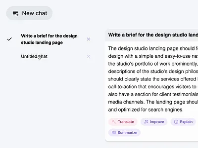 ChaGPT alternative for UI/UX product design, research & ideation app branding button chat chat gpt design gpt hover input logo prompt research tab tabs ui ux web