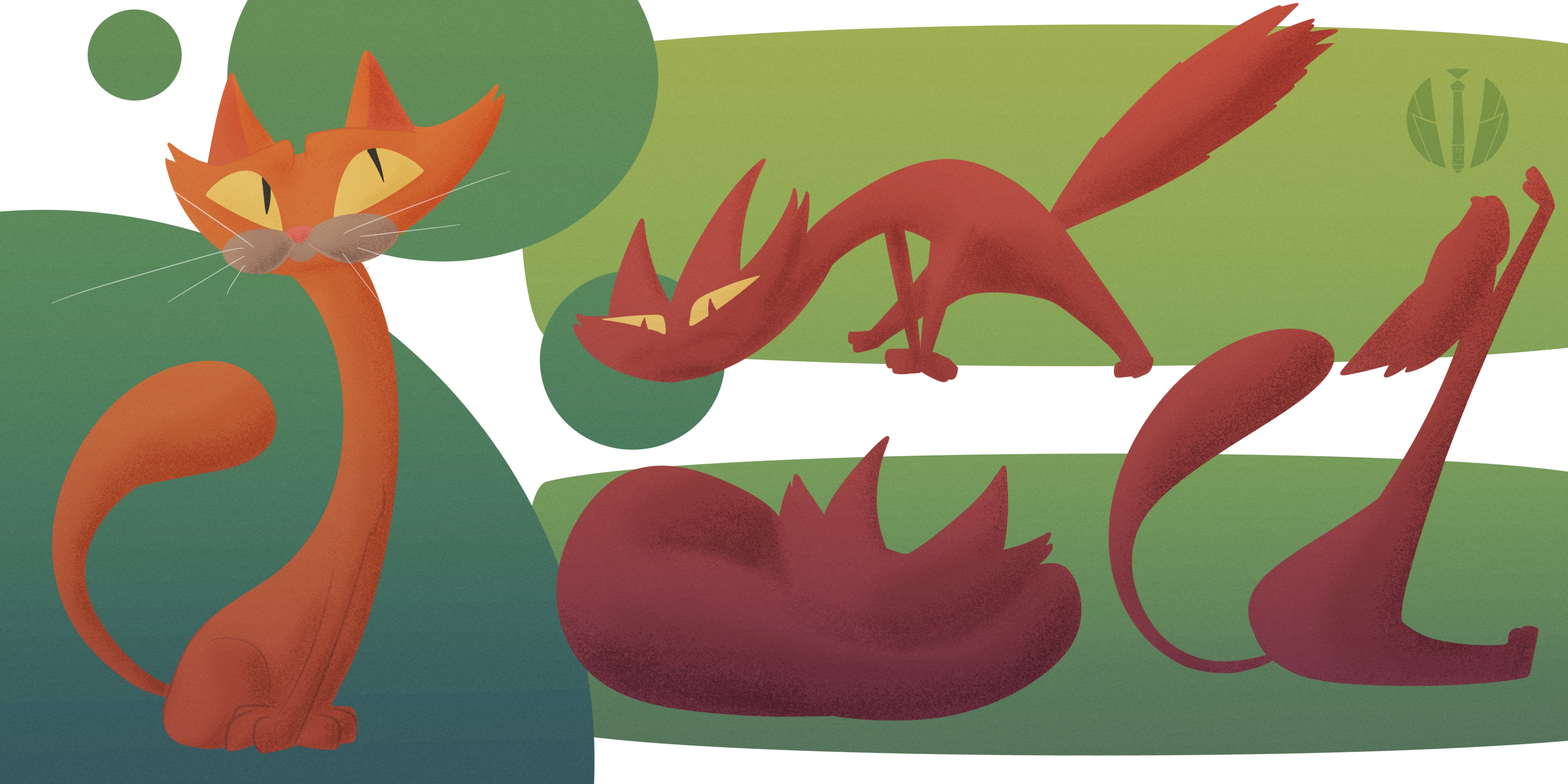 Cat character design for Children's book animal art cat character design digital art digital illustration digital painting graphic illustration lineless art