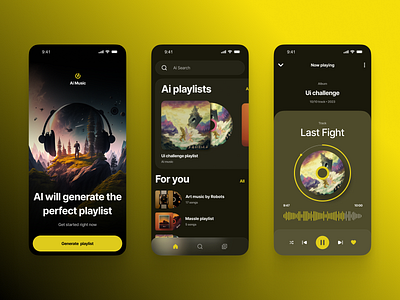 AI Music inspiration mobile music app ui