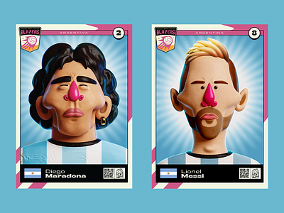 Goal Blazers : Maradona & Messi 3d 3d art blender caricature character design fifa football illustration maradona messi sculpting sticker