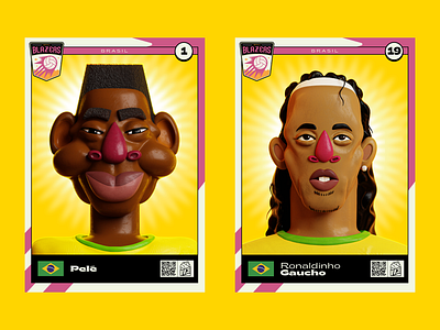Goal Blazers : Pele & Ronaldinho 3d 3d art brazil caricature character design design fifa football illustration pele ronaldinho