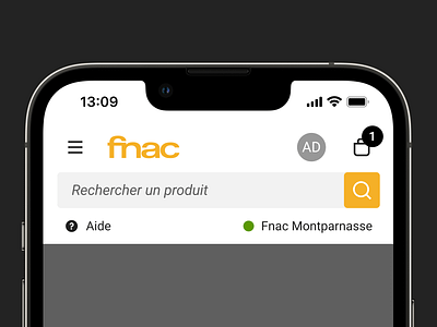 Header redesign - Fnac.com cart ecommerce fnac fnac.com header icon mobile search bar shopping