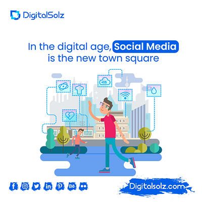 In the digital age social media is the new town square. branding business business growth design digital marketing digital solz illustration logo marketing social media marketing