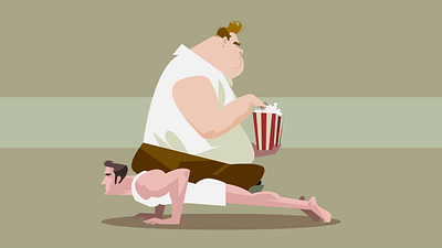 EZ animation fatguy motion graphics popcorn pushup sport
