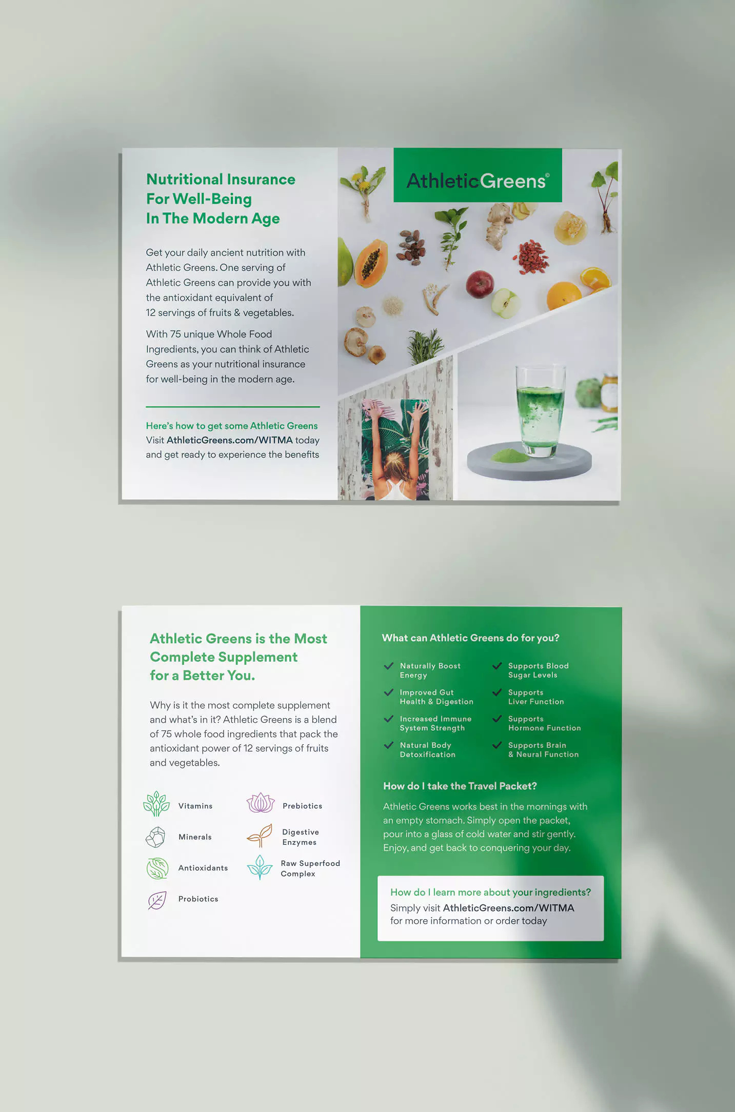 Athletic Greens flyer health care layout leaflet postcard print supplements