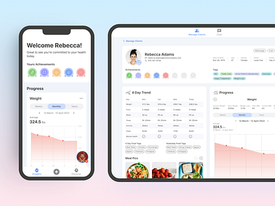 Heal My Gut chat coaching desktop digital health gut health healthcare lifestyle mobile product tracking ui ux vitals tracking web weight loss wellbeing