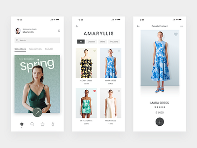 Clothing Store App branding cloth clothes design ecommerce app fashion figma ios iphone minimal mobile model shop shopping store style trend ui ux woman