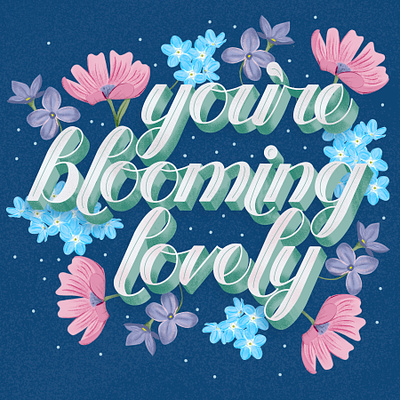 Blooming lovely botanical design floral hand drawn hand lettering illustration procreate