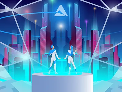 Future eCommerce atwix bright character city couple cyber future futuristic illustration neon sci fi sci fi scifi space tech technology vision