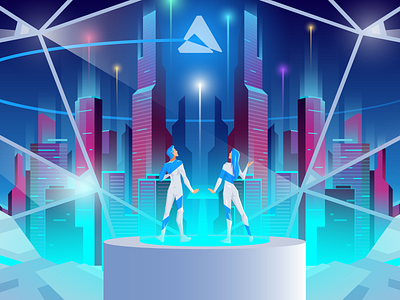 Future eCommerce atwix bright character city couple cyber future futuristic illustration neon sci fi sci fi scifi space tech technology vision