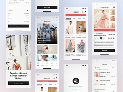 Modest - Fashion Mobile App design e commerce fashion figma homepage mobileapp productdesign ui uidesign uiux website